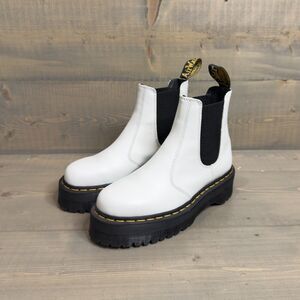 Dr. Martens 2976 Quad Platform Chelsea Boot in Smooth White Leather US L 8, M 7